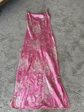 Pink Floral Maxi Slip Dress